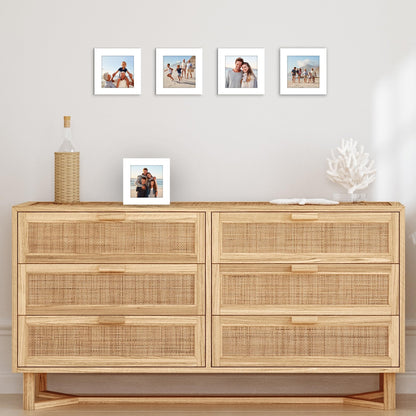 Americanflat 4x4 Picture Frame with Polished Plexiglass - Set of 5 - Galleria Collection - Square Frames for Tabletop and Wall Display - White
