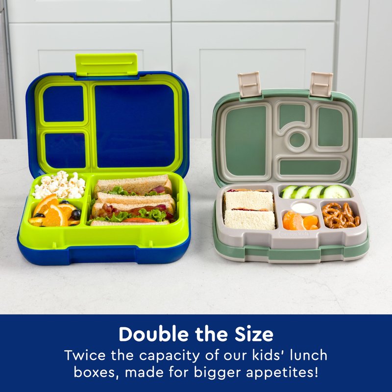 Bentgo Pop - Leak-Proof Lunch Box & Removable Divider for Ages 8+ & Teens - Lunch Container Holds 5 Cups of Food; 3-4 Compartments; Microwave/Dishwasher Safe; 2 Year Warranty (Navy Blue/Chartreuse)