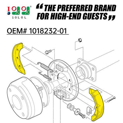 Golf Cart Brake Shoes for Club Car DS 1995-up,Club Car Precedent 2004 up,Yamaha G1 G2 G8 G9 Golf Cart, EZGO 1986.5-1996 OEM# 1018232-01 (2 Short, 2 Long)