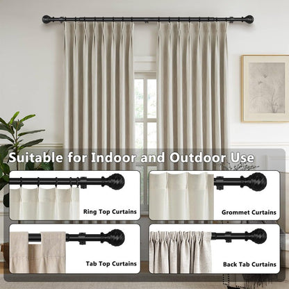 Curtain Rod for Sliding Glass Door, 34-93 Inch Adjustable 1 Inch Heavy Duty Drapery Rod, Window Treatment Rod for Bedroom, Living Room and Indoor Outdoor Use, Matte Black