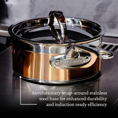 Hestan - CopperBond Collection - 100% Pure Copper Sauce Pan, Induction Cooktop Compatible, 1.5 Quart