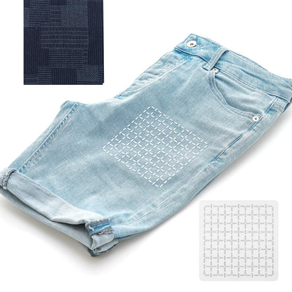 Hahafelt Sashiko Kit Sashiko Thread and Needles Thimble Denim Fabric Water Soluble Japanese Embroidery Kit for Beginners Hand Quilting and Mending, Sewing Supplies