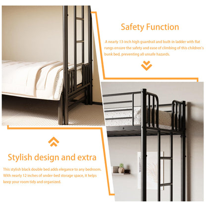 KavlSean Twin Over King Bunk Bed with Safety Guardrail, Metal Pull-Out Bunk Bed Frame with Built-in Ladder, No Box Spring Needed, Extendable Beds for Kids/Teen/Adults, Bedroom, Dorm