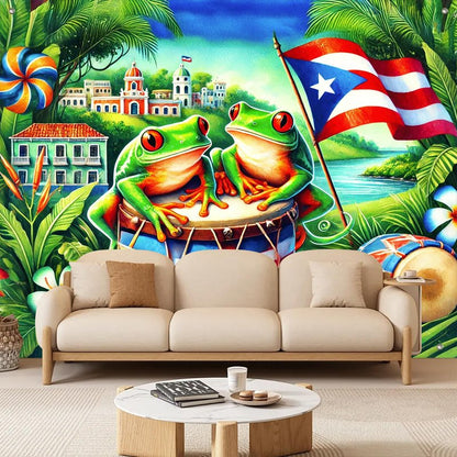 BlissYard Puerto Rico Flag Backdrop Party Decor 8x6ft Puerto Rico Party Photography Background Banner 8x6ft Indoor Outdoor Porch Sign Festivals Wall Backdrop for Home and Events