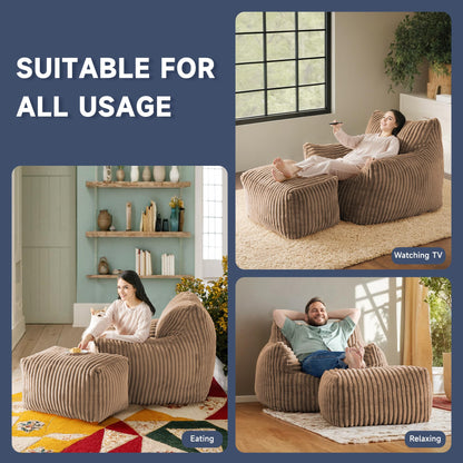 Oversized Bean Bag Chair for Living Room Furniture Bean Bag Chairs for Adults- Small Couch & Lounge Accent Chair for Living Room Chairs or Bedroom