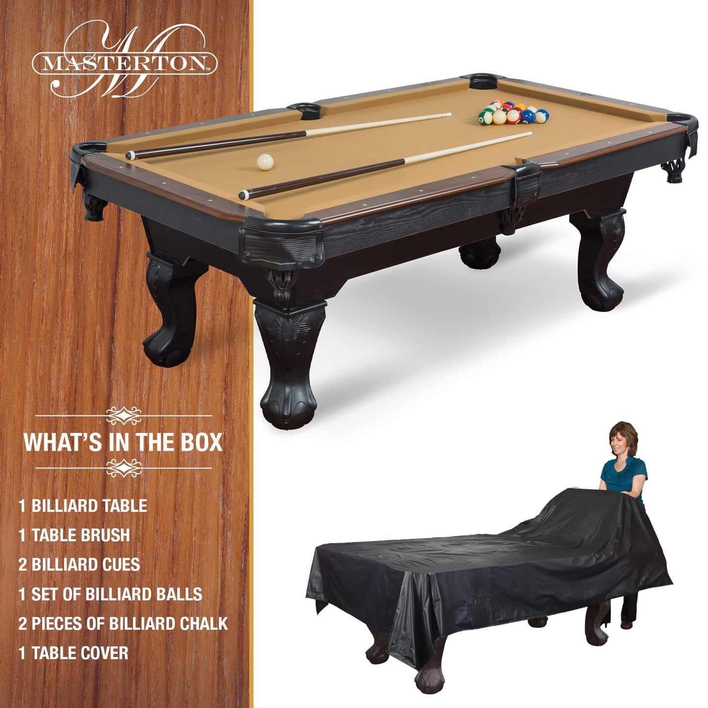 EastPoint Sports Masterton Billiard Table Deluxe - Tan 87 inch 1-1-32270-AA001D