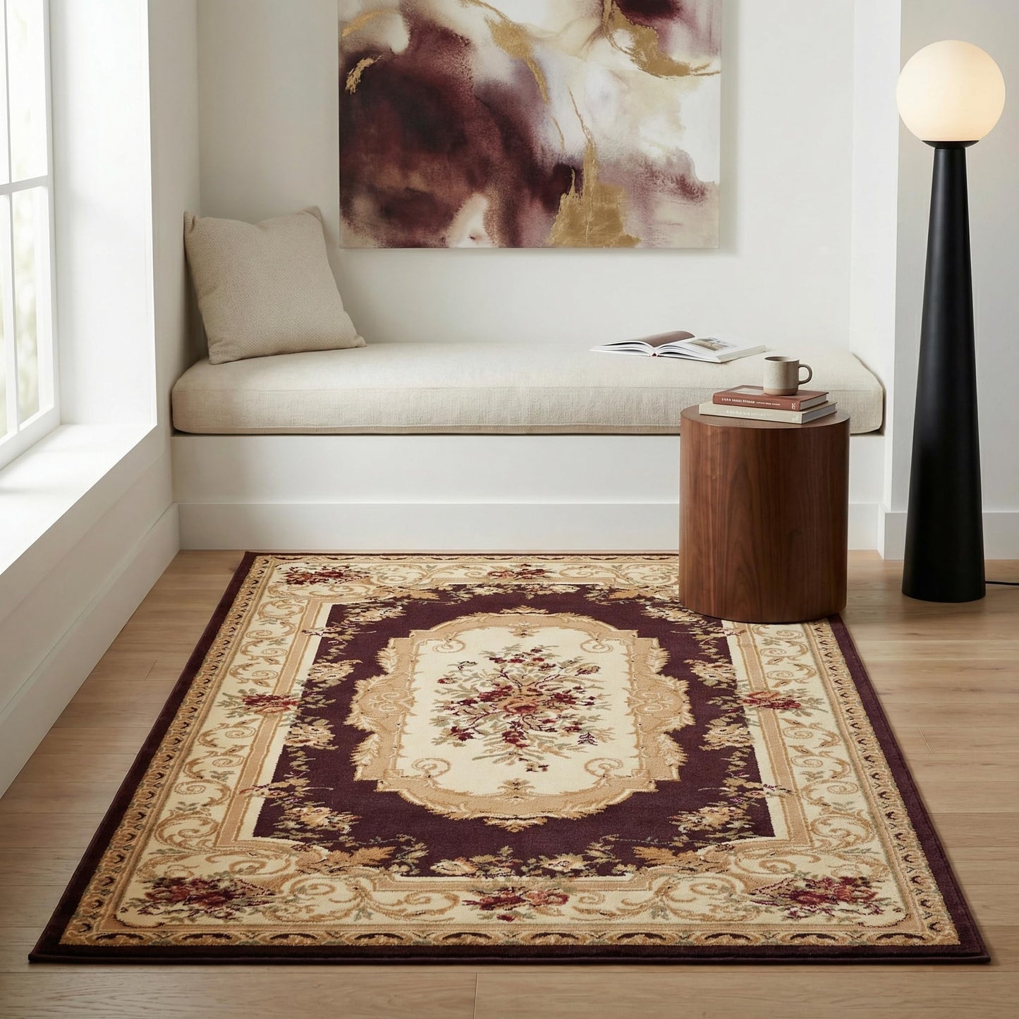 Unique Loom Versailles Collection Traditional Classic Floral Motif Area Rug (10' 0 x 13' 0 Rectangular, Brown/ Ivory)