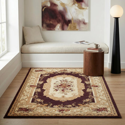 Unique Loom Versailles Collection Traditional Classic Floral Motif Area Rug (10' 0 x 13' 0 Rectangular, Brown/ Ivory)