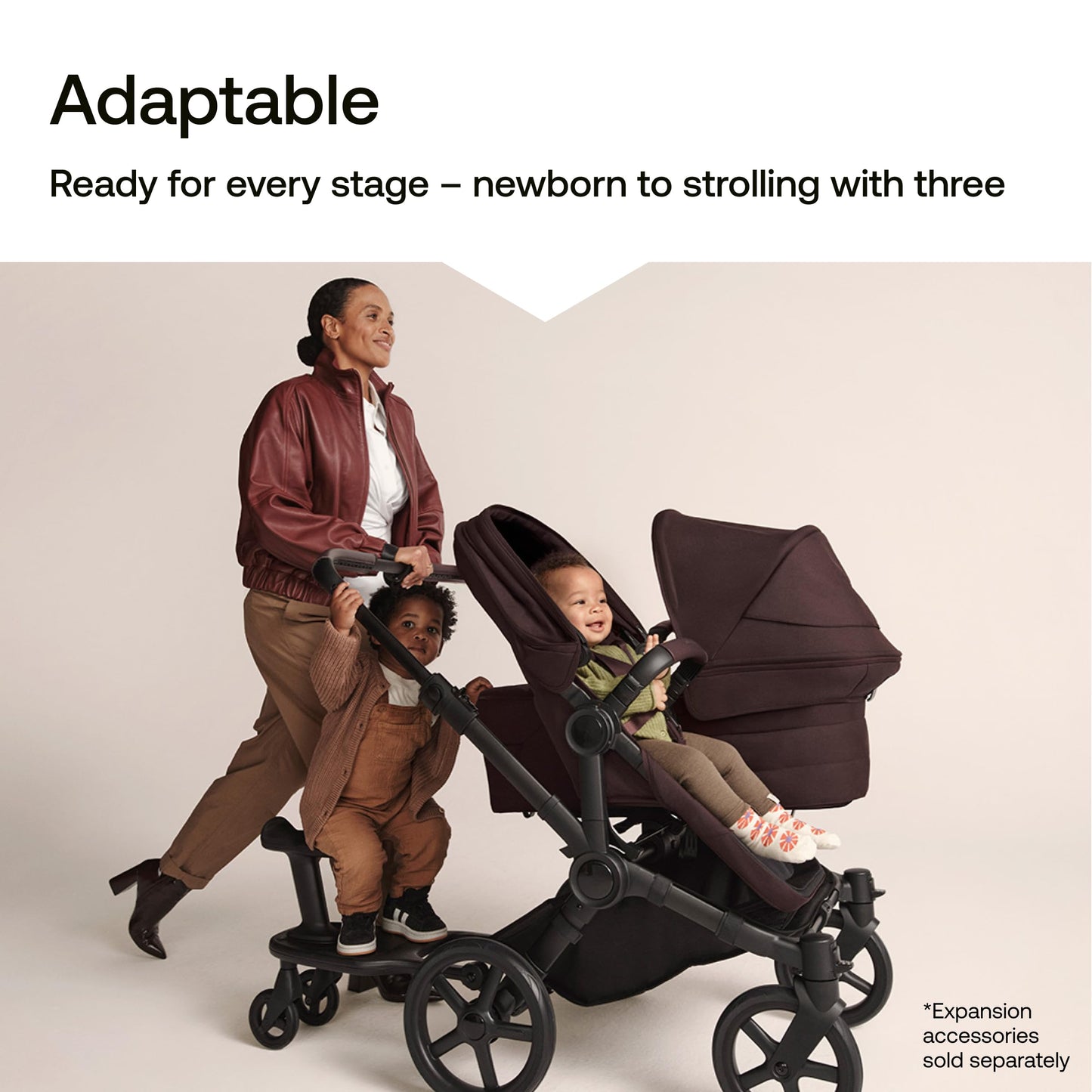 Bugaboo Donkey 6 Sibling Seat – Complete Second Seat Kit for Side-by-Side Double Stroller Conversion, Reversible & Reclining Toddler Seat with Sun Canopy – Deep Indigo