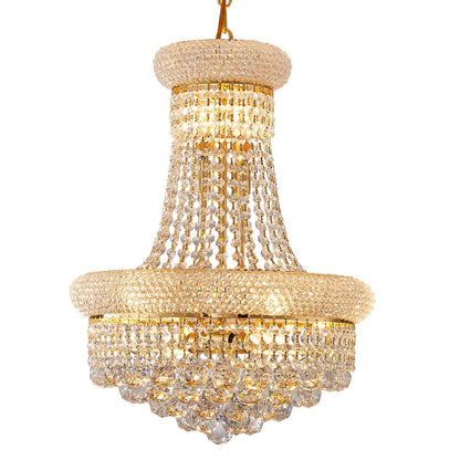chandiry 10 Lights Gold Finish Empire Crystal Chandelier Lighting for Dining Room Living Room Foyer Hallway Bedroom Entryway (Dia 18'')
