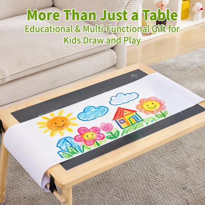 WOOD CITY Sensory Table for Toddlers Kids, Wooden Activity Table for Play Study Paper Roll Holder Indoor/Outdoor Montessori Play Sand and Water Table with Foldable Toys Storage Bins
