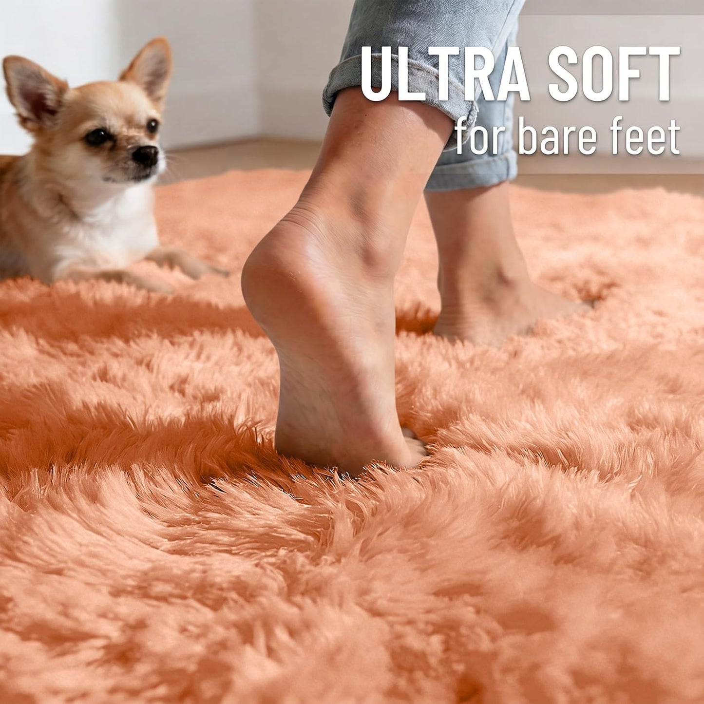 OLANLY Runner Rugs - Soft Fluffy Machine Washable 2x6 for Hallway & Bedroom | Muted Orange Decor