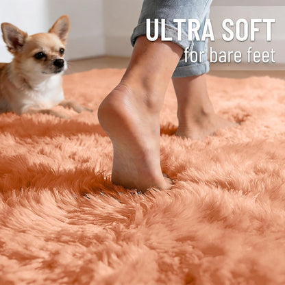OLANLY Runner Rugs - Soft Fluffy Machine Washable 2x6 for Hallway & Bedroom | Muted Orange Decor