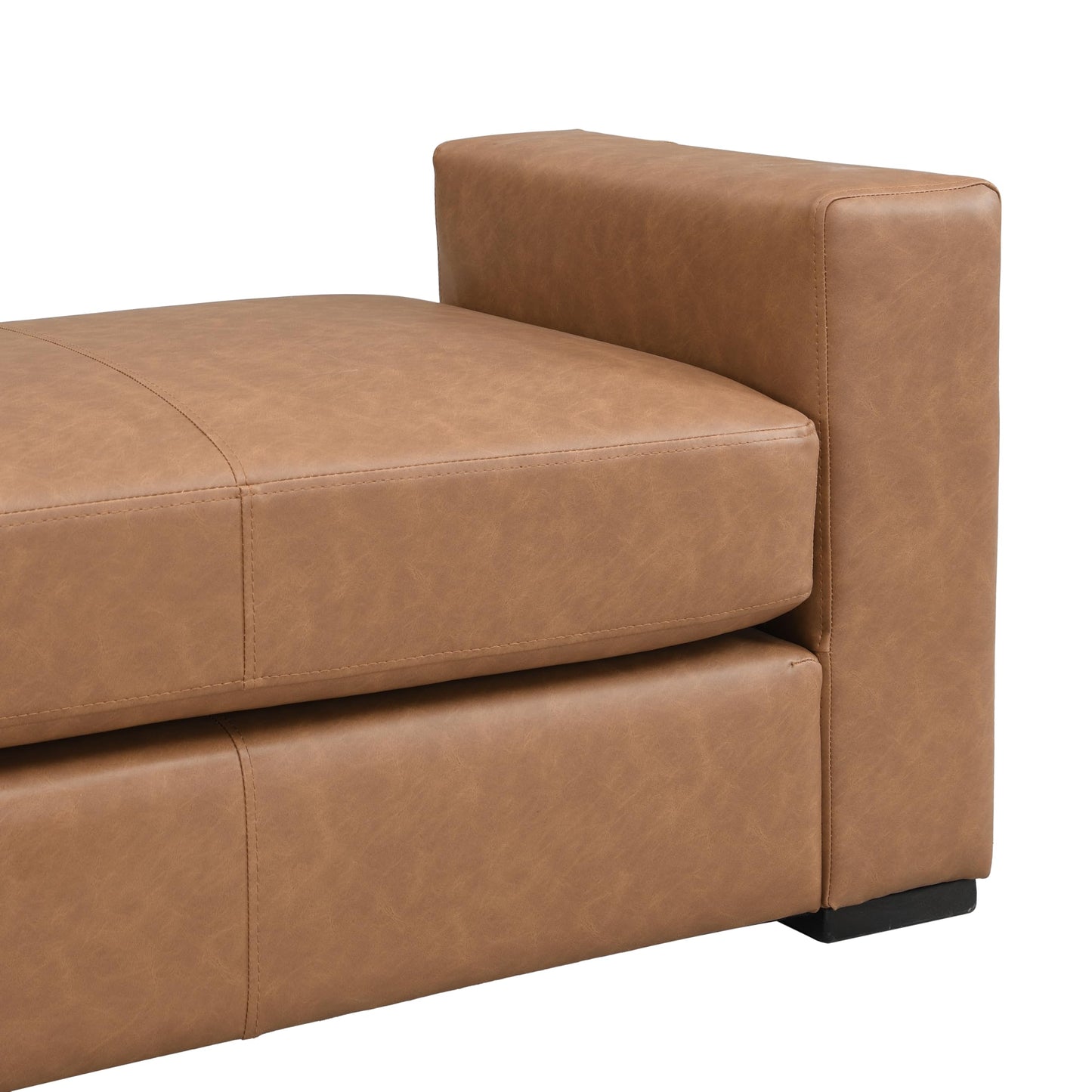 Christopher Knight Home Mosley Faux Leather Upholstered Ottoman Bench, Rectangular Foot Stools Ottoman, Wooden Ottoman Footrest, Bedroom End of Bed Footstool, Living Room Sofa Extra Seat, Brown