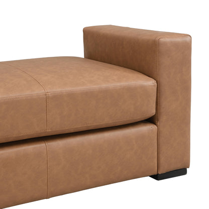 Christopher Knight Home Mosley Faux Leather Upholstered Ottoman Bench, Rectangular Foot Stools Ottoman, Wooden Ottoman Footrest, Bedroom End of Bed Footstool, Living Room Sofa Extra Seat, Brown