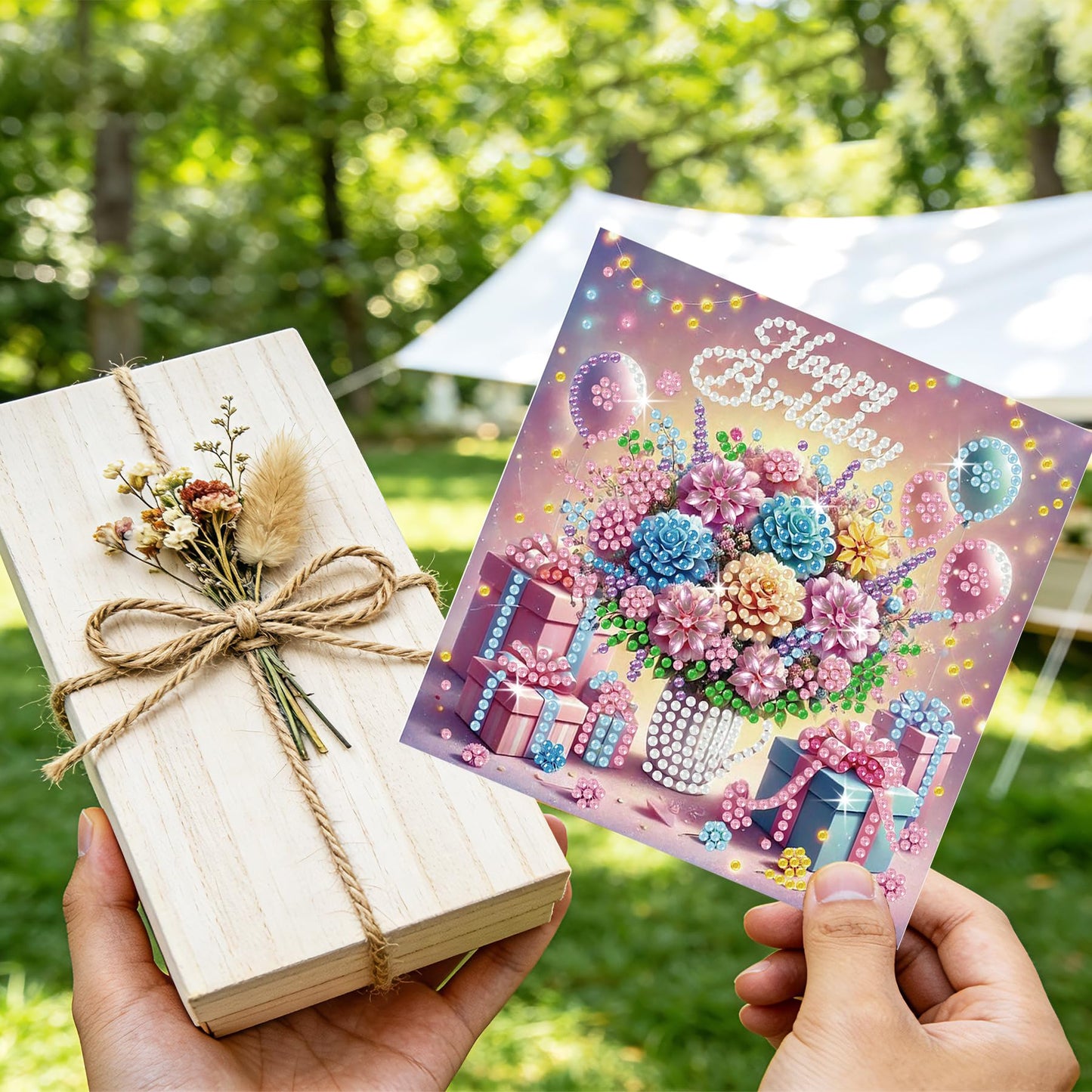Muzagroo Art Diamond Art Greeting Cards for Adults Diamond Painting Happy Birthday Greeting Cards for Beginners Adults Crafts Gem Art Kits Birthday Greeting Cards 8PCS (Happy Birthday 2)