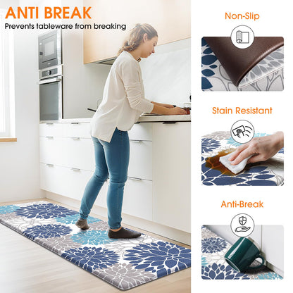 StepLively Kitchen Mats, 2PCS Kitchen Rugs, Cushioned Anti Fatigue Kitchen Mats for Floor, Kitchen Accessories Non-Slip Waterproof Kitchen Rug Set for Sink, Kitchen, Laundry, 17.3"×30"+17.3"×47"