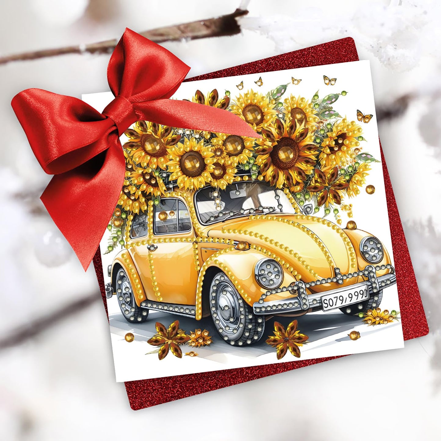 6 Packs DIY Diamond Art Cards with Envelopes, DIY Diamond Art Painting Greeting Cards Happy Birthday Holiday Card Kits Present-03-Sunflower