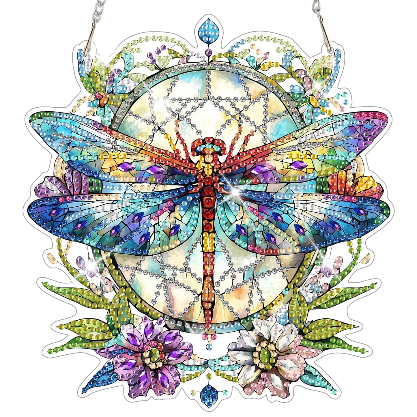 NAIMOER DIY Hanging Diamond Art Kits for Adults, Dragonfly Diamond Painting Kits, Special Shaped Rhinestone, Acrylic 5D Gem Art Craft Window Pendants Home Garden Wall Hanging Ornament Kits