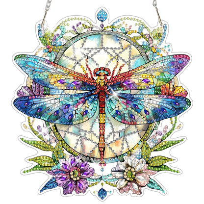 NAIMOER DIY Hanging Diamond Art Kits for Adults, Dragonfly Diamond Painting Kits, Special Shaped Rhinestone, Acrylic 5D Gem Art Craft Window Pendants Home Garden Wall Hanging Ornament Kits