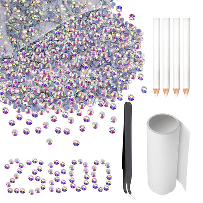 23800 Pcs Hotfix Crystal AB Flatback Rhinestones Bulk for Crafts,Clothes,Nail Art with Rhinestone Transfer Paper and Picking Pen and Clip (SS10,Crystal AB)