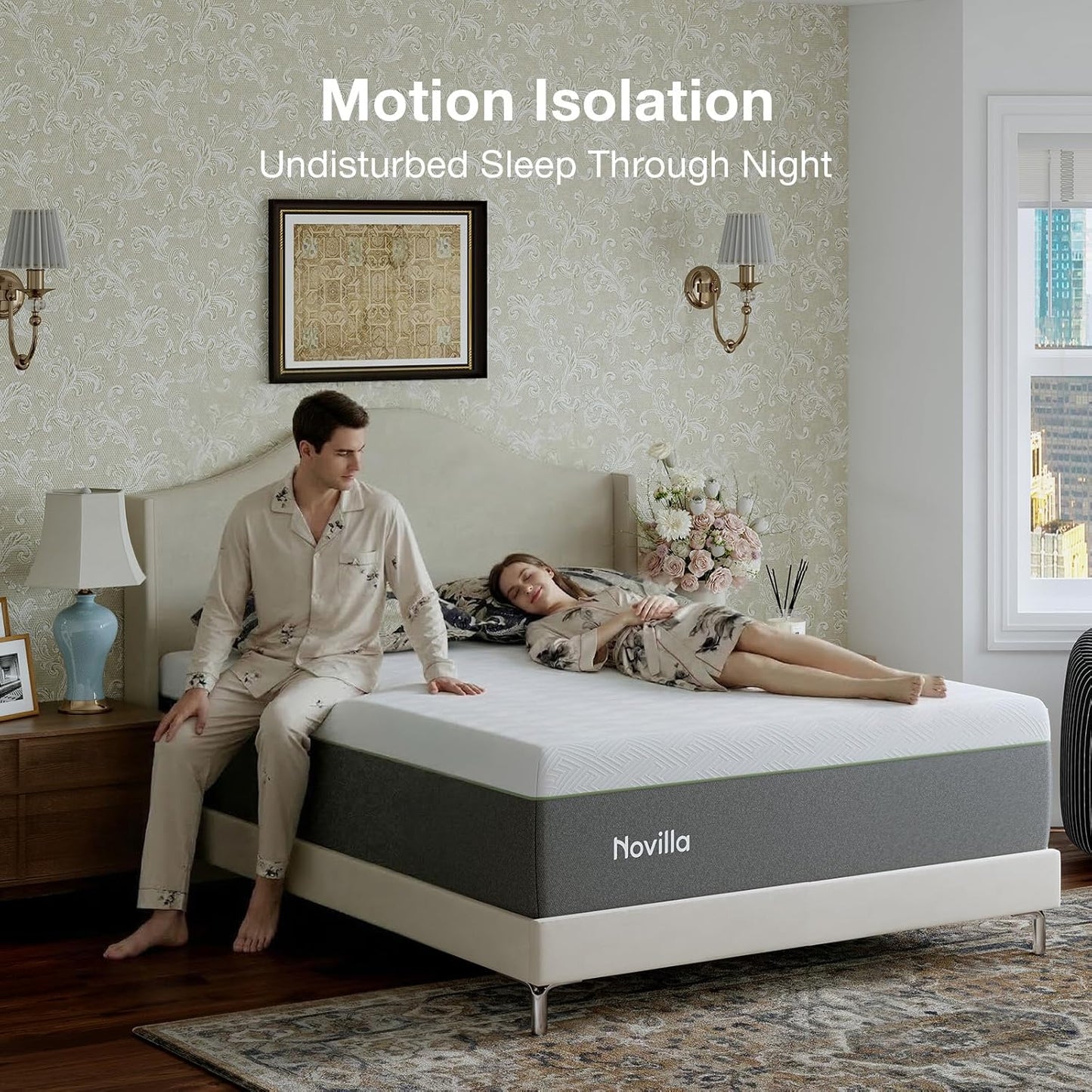 Novilla Bliss Twin XL Mattress - 10 Inch Green Tea Memory Foam for Refreshing Sleep | Cool-Touch Cover & Pain Relief