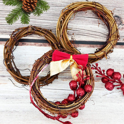 Grapevine Wreath Set, Marrywindix 16 Pieces Natural Vine Branch Christmas DIY Rattan Wreath Garland for Christmas Holiday Craft Wedding Decor (4 in.)
