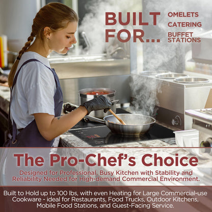 ChangBERT Built-in & Countertop Induction Cooktop, NSF-Certified Commercial Grade Single Induction Burner, Large 8” Heating Coil, Low Noise, Precise Temperature Control for Apartments RVs Food Station