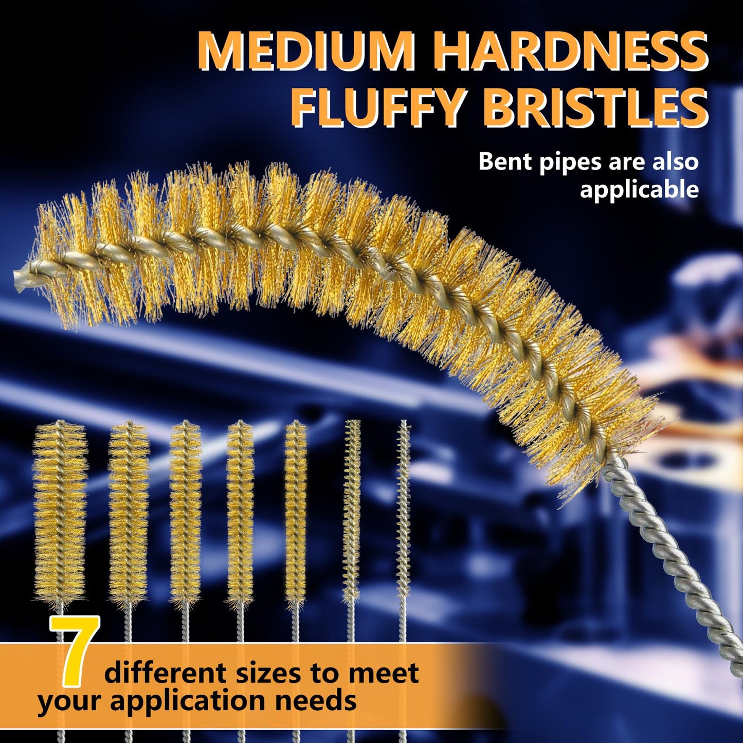 14pcs Brass Wire Brush Stainless Steel Wire Brushes Bottle Brush Set, 12" Round Wire Brushes, Tube Cleaning Brush for Pipe, Tube, Auto Parts, Bottles (6mm/8mm/10mm/12mm/15mm/20mm/22mm)