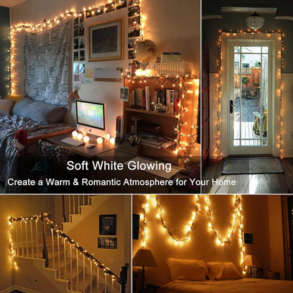 21FT 100 Count Brizled Warm White Clear Christmas Lights Connectable, Mini Incandescent String Lights Plug