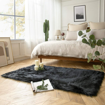 Ashler Faux Fur Rug, Fluffy Shaggy Area Rug, Ultra Soft 3 x 5 Feet Rectangle for Nursery, Kids Room, Living Room
