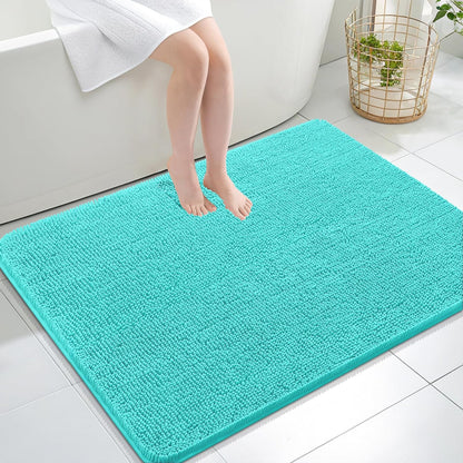 OLANLY Large Chenille Bath Rugs - Extra Soft & Absorbent | Quick Dry, Machine Washable, 40x32, Teal