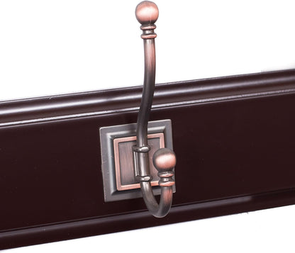 BIRDROCK HOME Classic Hook Coat and Hat Rack, 5 Hooks, Wall Mount, Brown Finish