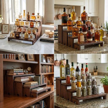 2 Set Wooden Tiered Risers Display Stands for Vendor Events,Stackable Wooden Cupcake Display Stand,Farmhouse Decor Wood Dessert Table Display Set,Vendor Booth Display Items,Food Display Risers for Party（12-11.2-10.4-9.6IN）