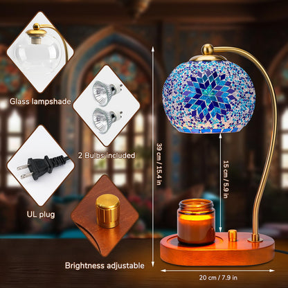 DIY Turkish Mosaic Candle Warmer Lamp Kit, Stained Glass Wax Melt Warmer Lamp Making Kit- Easy,Fun, No Experience Needed, Mosaic Art &Craft Project Kits for Adults &Teens, Make Your Own Lamp, Blue