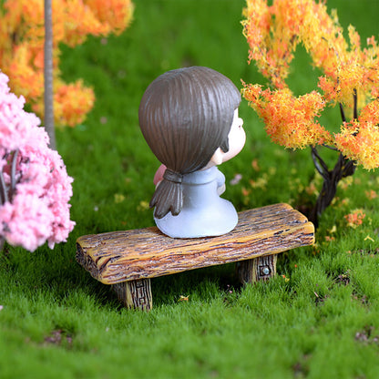 Cayway 17 PCS Miniature Garden Ornaments, Miniature Garden Table and Chairs Set, Fairy Garden Ornaments for Garden Home Micro Landscape Decoration