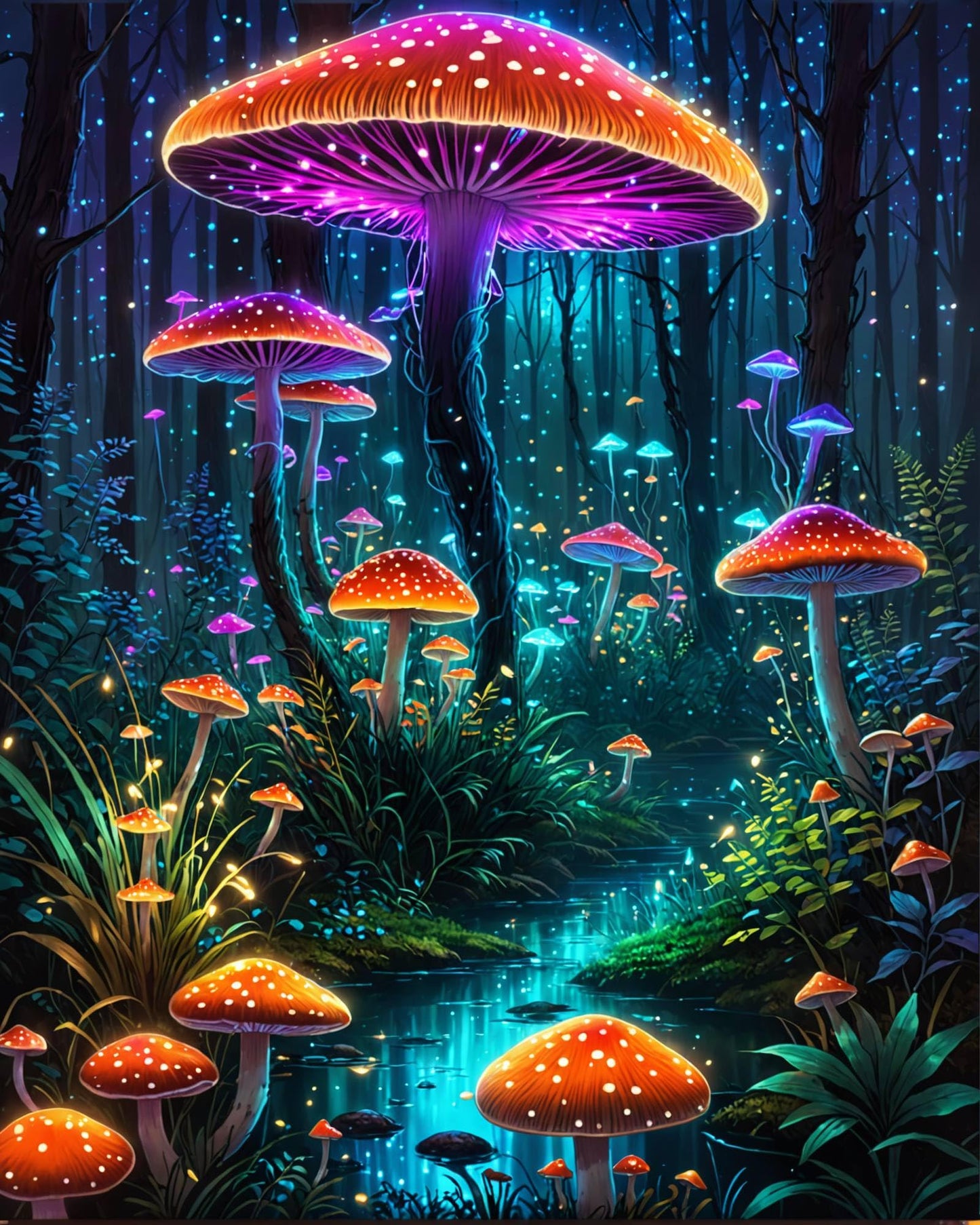 ldazao Paint By Numbers Kit for Adults Beginner Mushroom Paint By Number Kits On Canvas Mushrooms Forest Adults' Paint-By-Number Kits DIY Oil Painting Kits for Gift Wall Decor 16x20 Inch