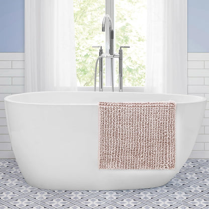 Laura Ashley Butter Chenille Bath Rug, Non Slip Shaggy Bathroom Mat, Absorbent Plush Carpet for Tub and Sink - (17" x