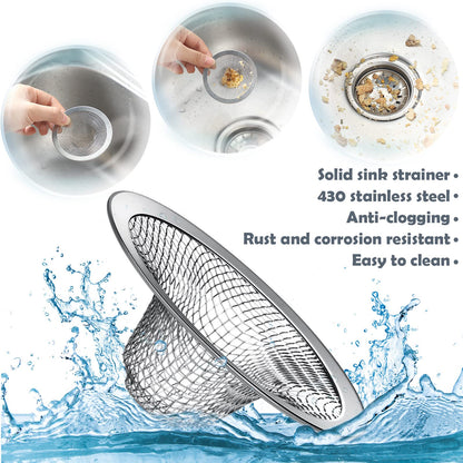 Shimeyao 100 Pcs 2.75 Mesh Sink Strainers Stainless Steel Drain Strainer Mesh Shower Drain Hair Catchers for Bathroom Kitchen for Lavatory Balcony Laundry Mop Pool RV Sink
