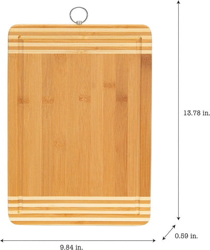 Kitchen Details Bamboo Cutting Board, Large Dual Sided Ultra Thick Cut Resistant with Drip Edge