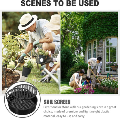 YARNOW 3 Sets Soil Sieve Set, Fine Mesh Strainer Gardening Tool for Sand, Rock & Compost