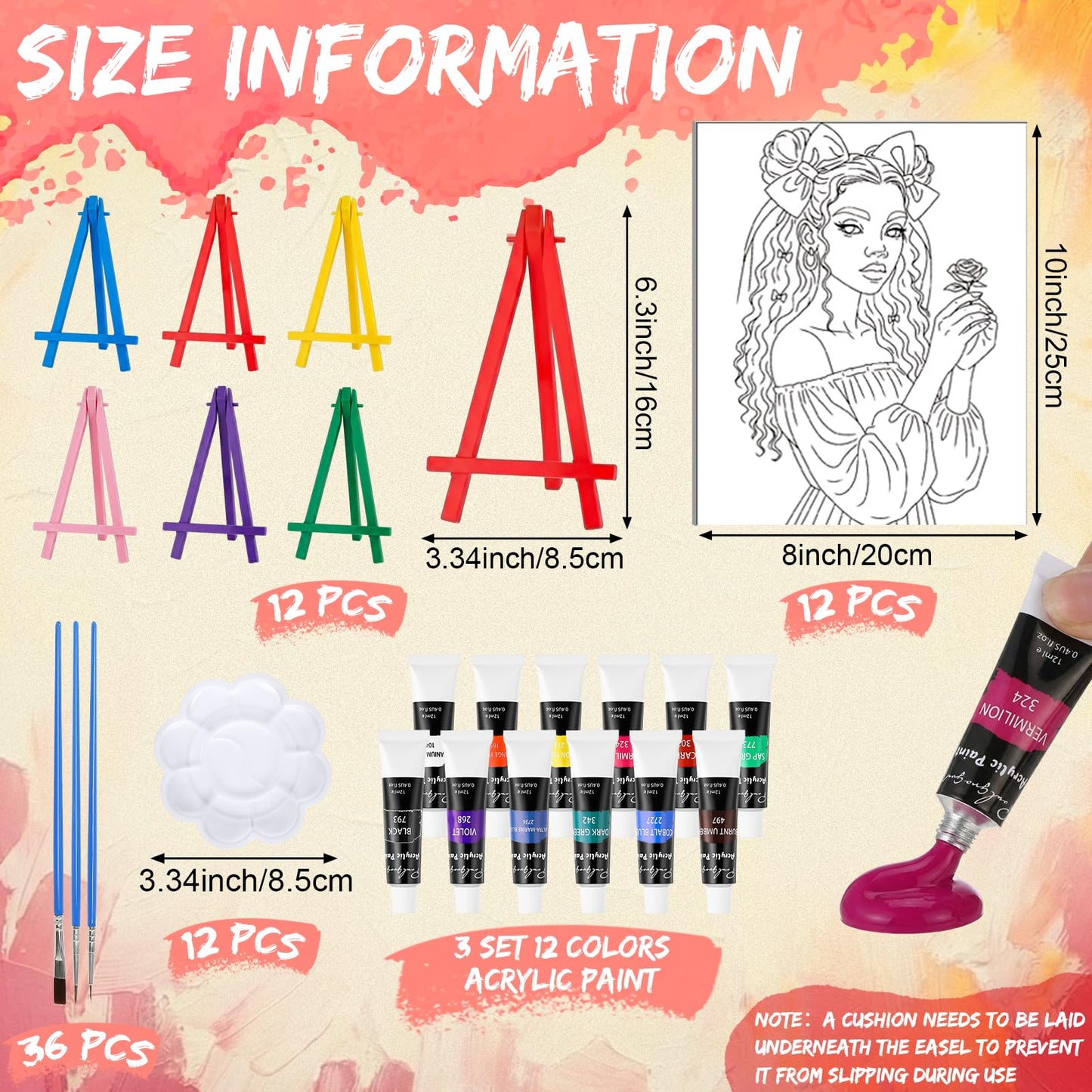 Sherr 108 Pcs 12 Set Black Girl Sip and Paint Kit for Adults 8''x10'' Pre Drawn Canvas to Paint DIY Acrylic Painting Kit Pre Printed Canvas for Date Night Mother's Day Party Team Building