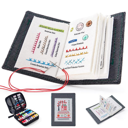 Btesilm Embroidery Stitch Book Set, Including 106 Universal Stitch Diagrams and 86 Sewing Tools, Suitable for Adults, DIY Craft Enthusiasts, and Beginners