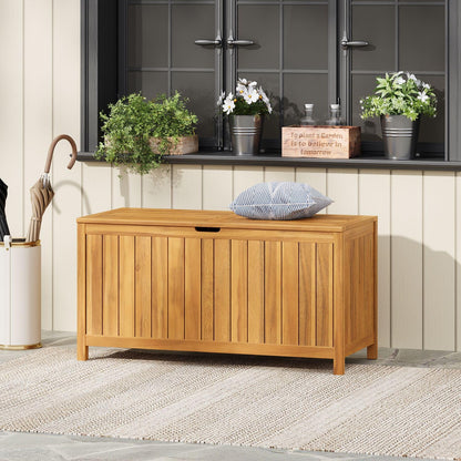Merax Patio Acacia Wood 100 Gallon Large Outdoor Storage Box, Functionality Deck Box-Organization for Patio Furniture, Outdoor Cushions, Garden Tools and Pool Floats, Teak