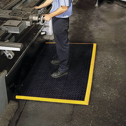 NoTrax Safety Stance Rubber Non Slip Drainage Mat - Yellow/Black 38" x 64" Heavy-Duty Anti Fatigue Mats with 3 Sided Beveled Edges and Ergonomic Support - 549S3864YB