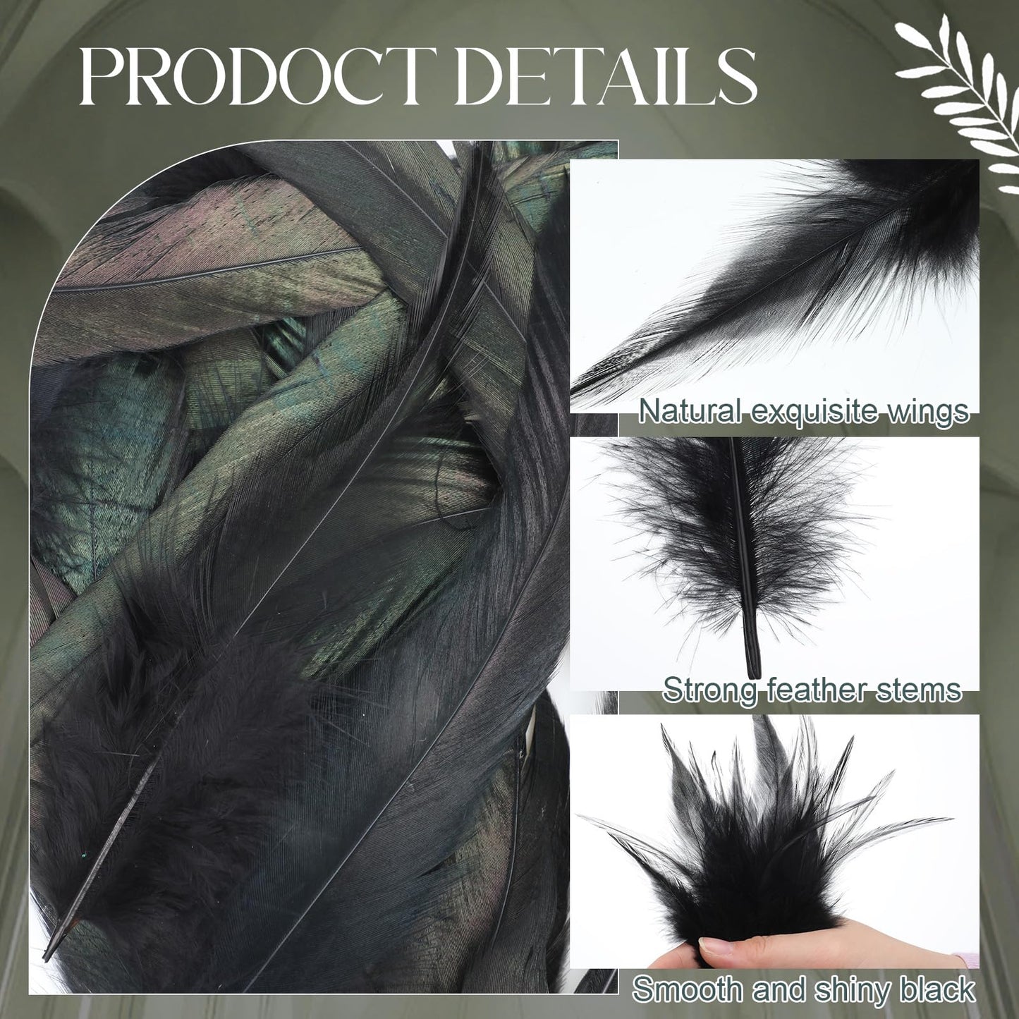 Suncalla 240 Pcs Rooster Feathers 4-6/10-12/12-14 Inches Craft Feathers for DIY Dream Catcher Crafts Sewing Holiday Costume Wedding Party Supplies and Home Decorations(Black)