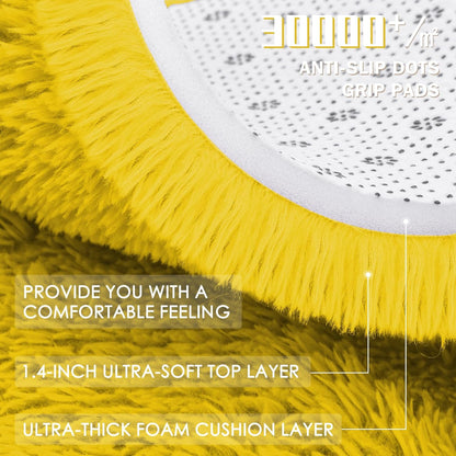 OLANLY Yellow Round Area Rug - Soft, Fluffy, Machine Washable 6 ft Circle Carpet for Bedroom & Living Room