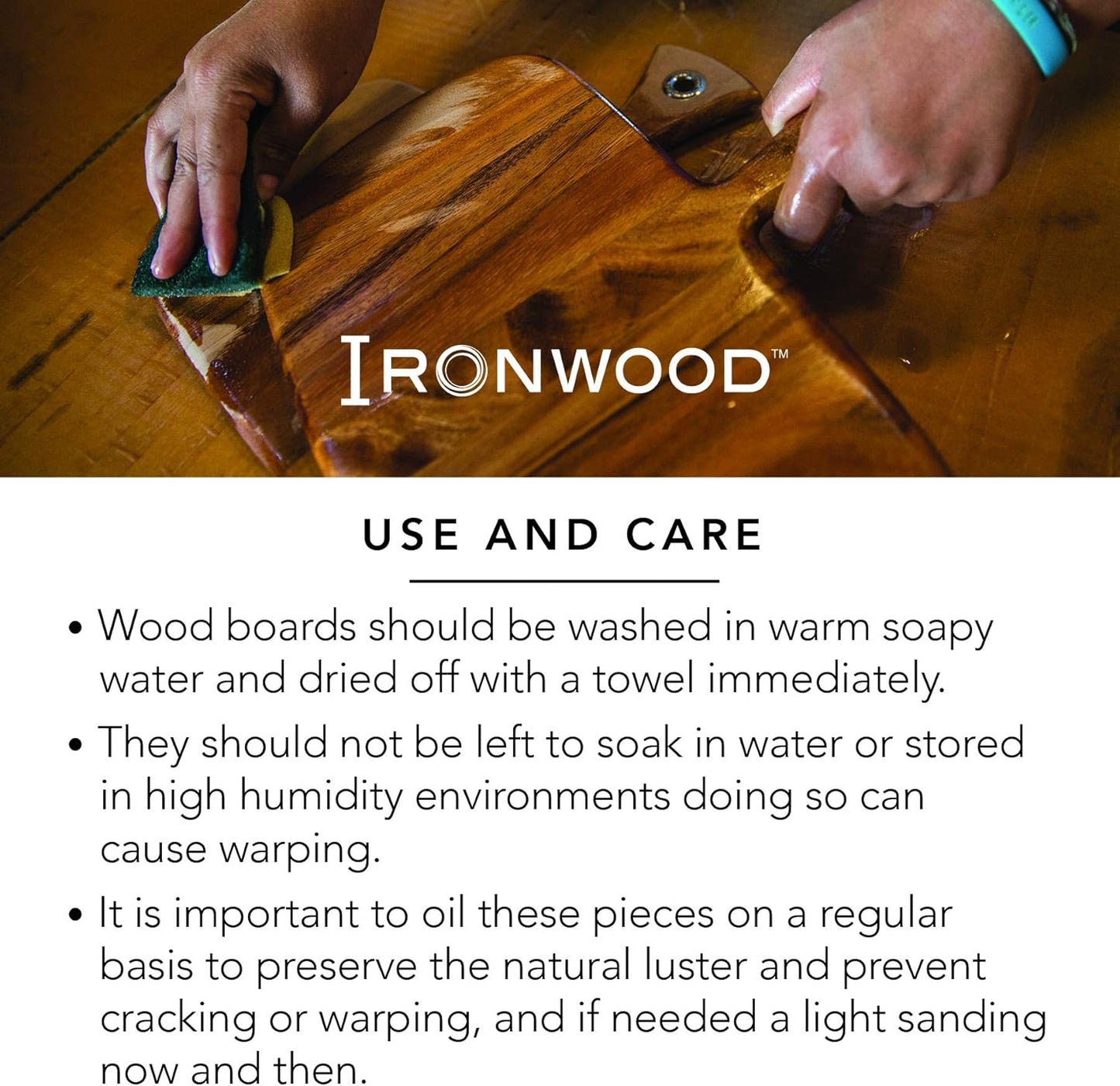 Ironwood Gourmet Acacia Wood Cutting Board, 10.6 x 7-Inch