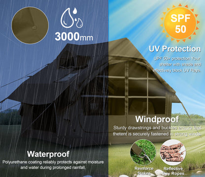 Inflatable Tents for Camping with Skylight, 4/6 Person Easy Setup Blow Up Tents for 4 Seasons Waterproof Inflatable Camping Tent with Awning, Air House Glamping Tents for Camping Adult