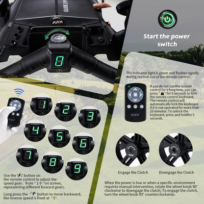 KVV Electric Golf Push Cart with Remote Control, Smallest Folding Size, Suitable for All Terrains, Lightweight and Super Compact Electric Golf Cart